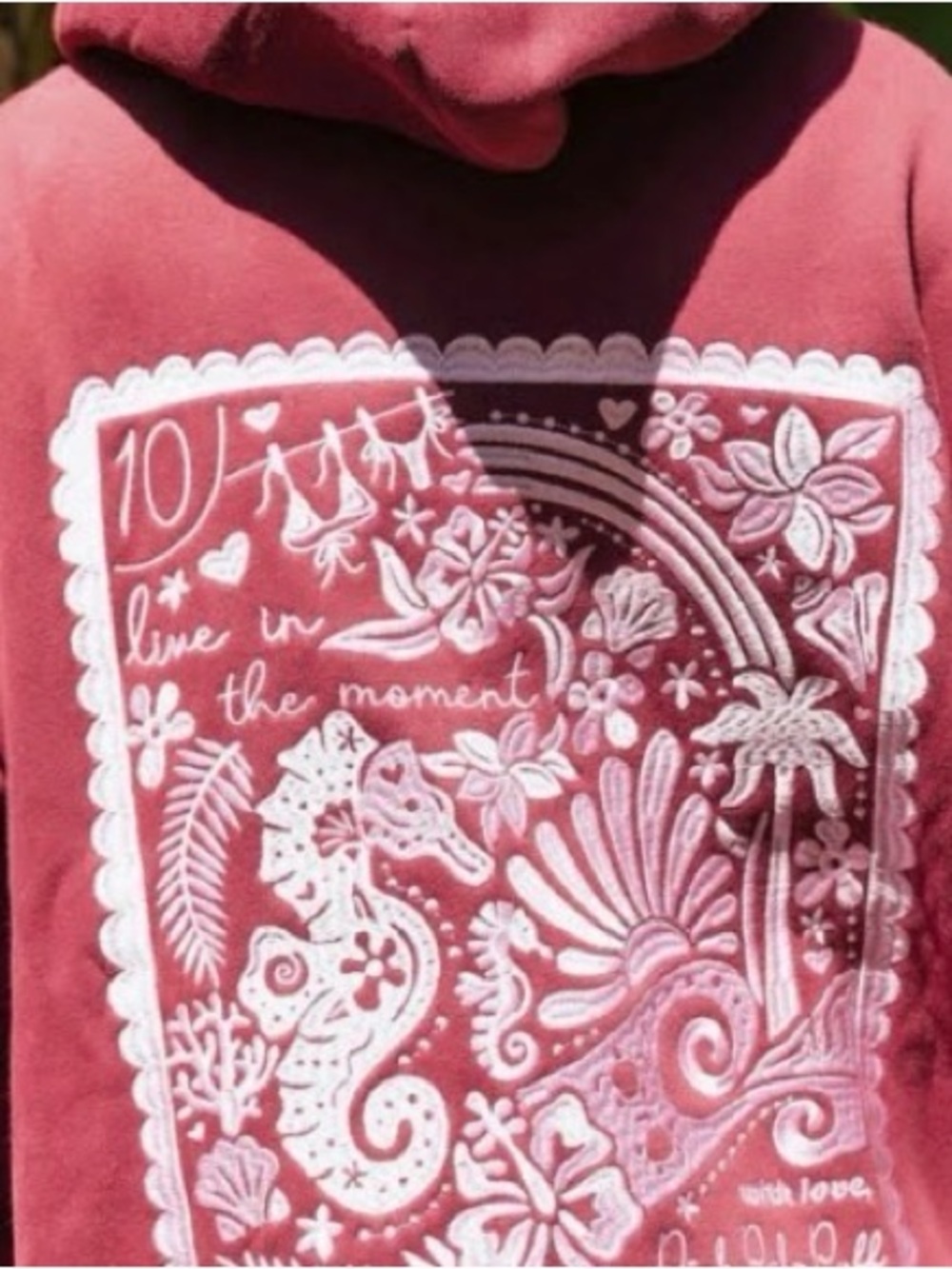 Pink Palm Puff Burgundy Logo Hoodie - Picture 2 of 4